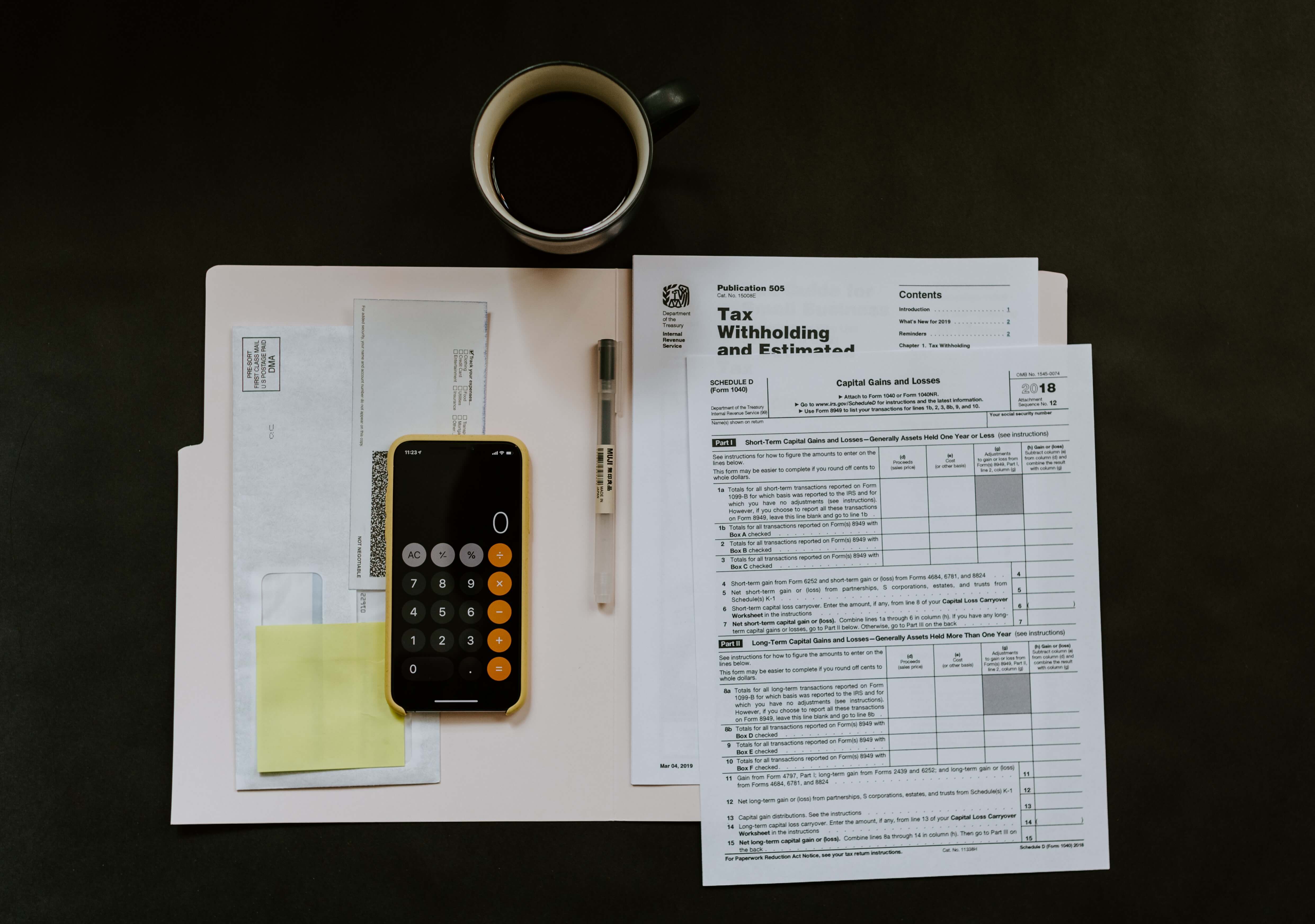 tax documents on a desk